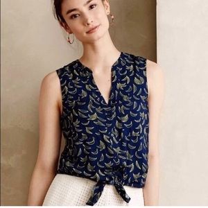 Anthropologie Maeve sleeveless Sunseeker blue banana motif top